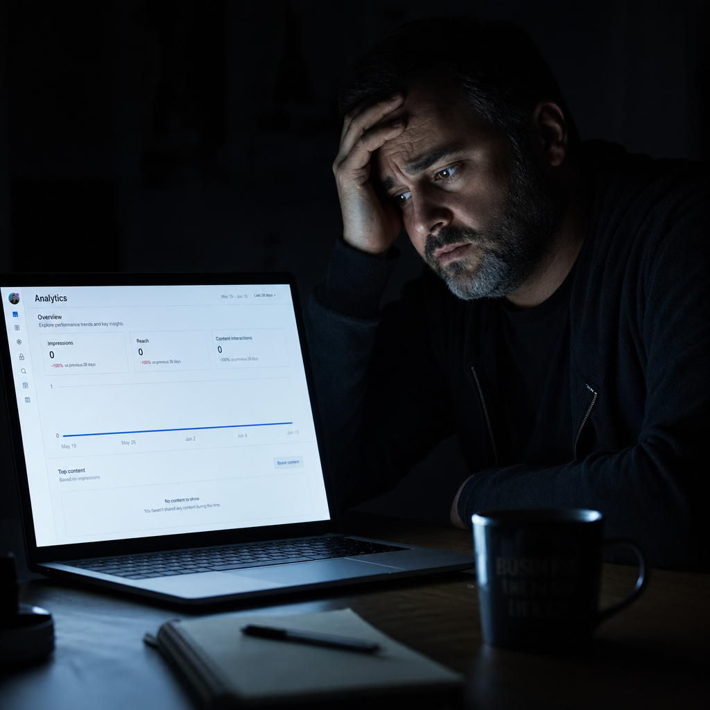 Empresário preocupado com resultados digitais inexistentes